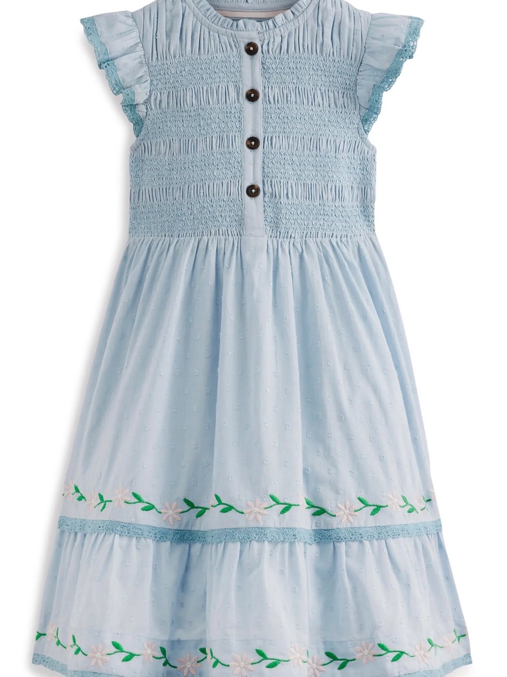 NWT Mini Boden Embroidered & Smocked Floral Dress